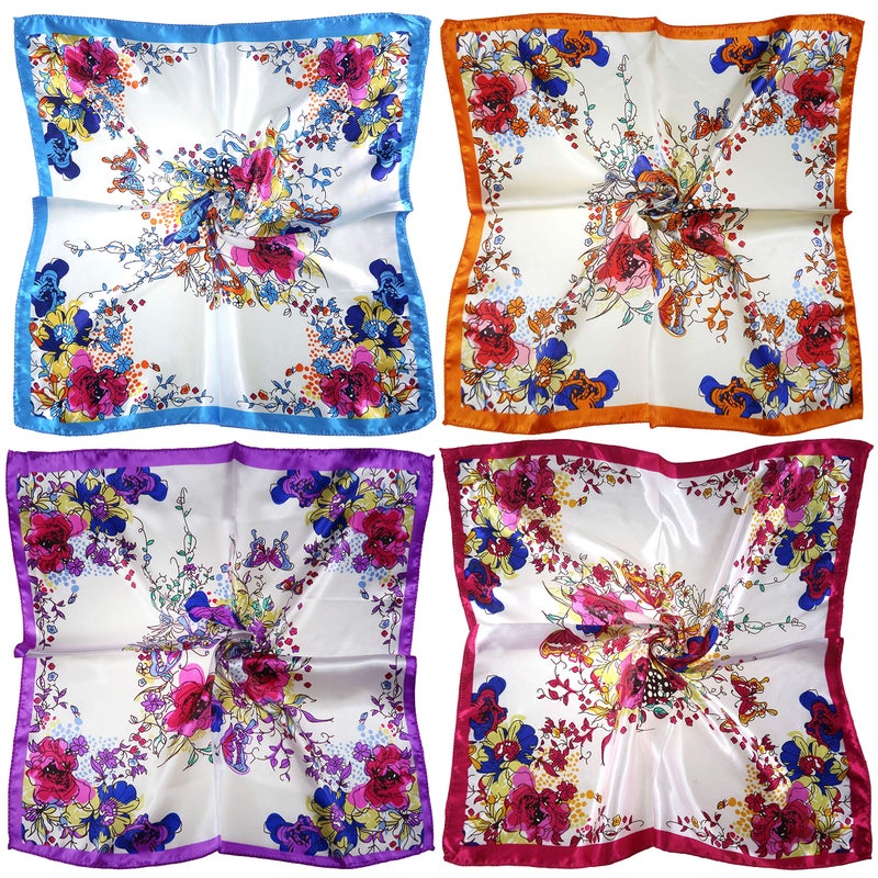 LilMents 12 Mixed Designs Small Square Satin Womens Neck Head Scarf Scarves Bundle Lot Set (Set J) - Image 5